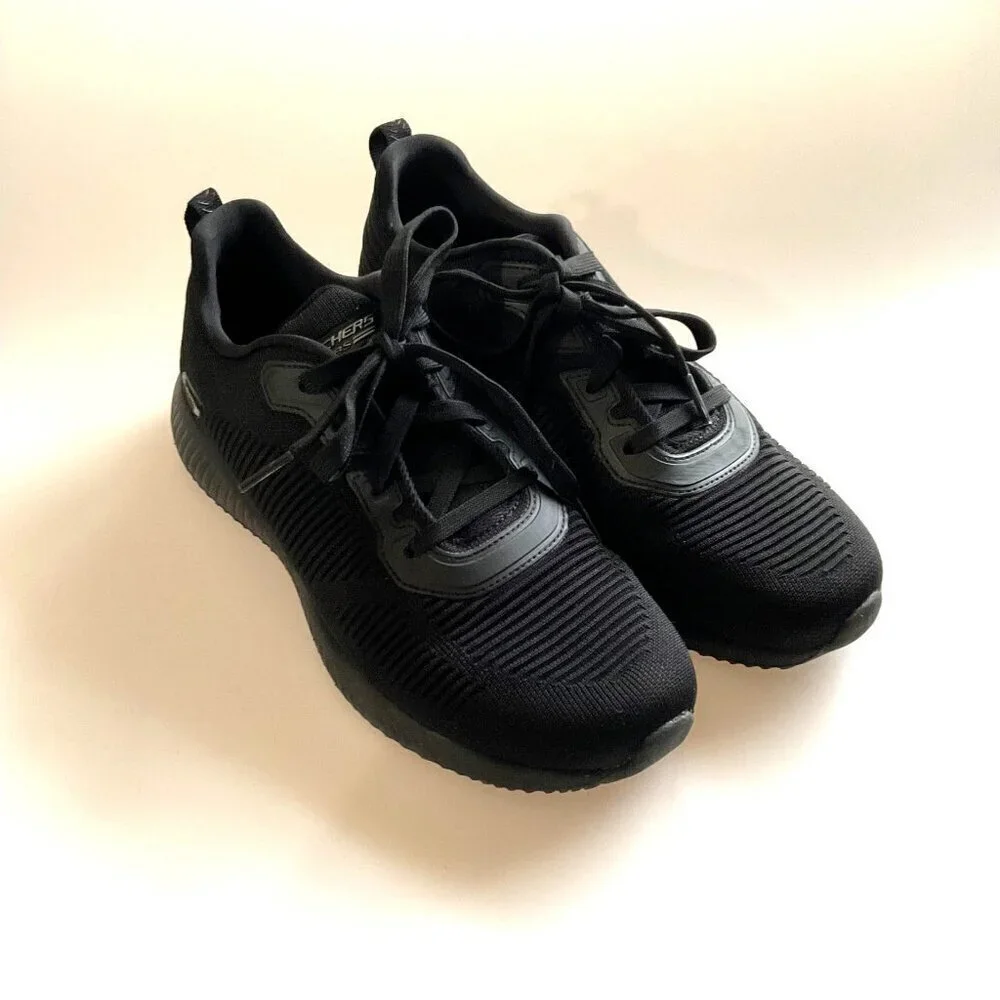 SKECHERS BOBS TOUGH TALK MEMORY FOAM SNEAKERS BLACK RUNNING SHOES 9.5